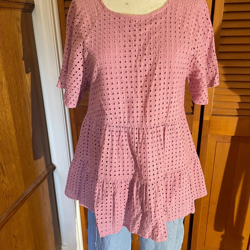 Ces Femme Pink Eyelet Blouse